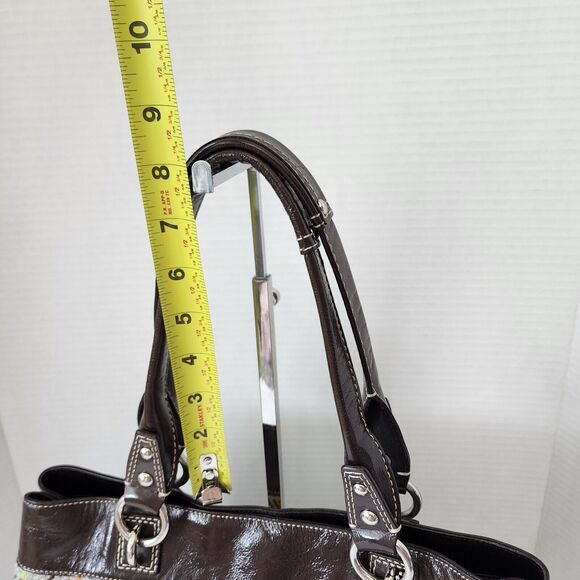 Coach Penelope Tattersall Satchel Plaid Wool  Multi-color & Brown Patent Leather - Picture 11 of 16